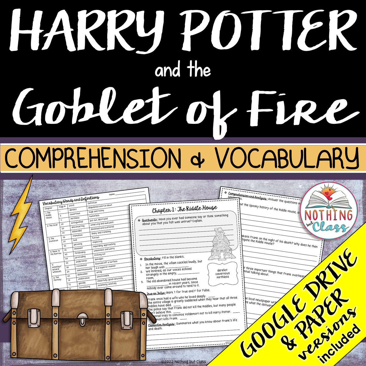 Harry Potter and the Goblet of Fire  Comprehension and Vocabulary –  Nothing but Class