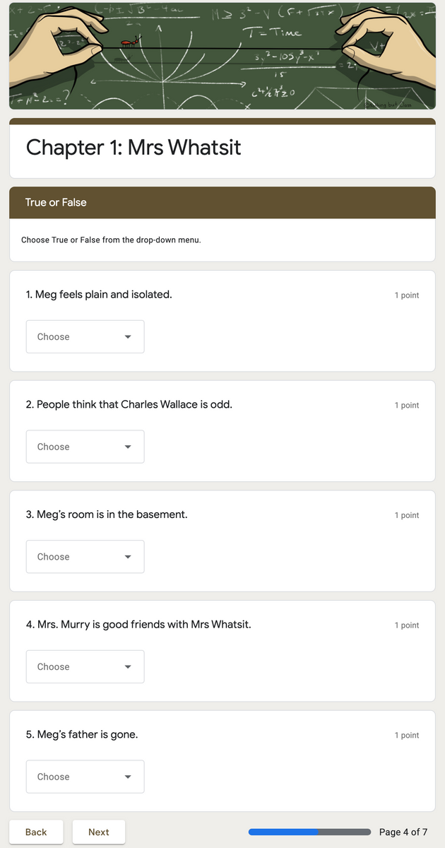 A Wrinkle in Time | Google Forms Edition | Novel Study – Nothing but Class