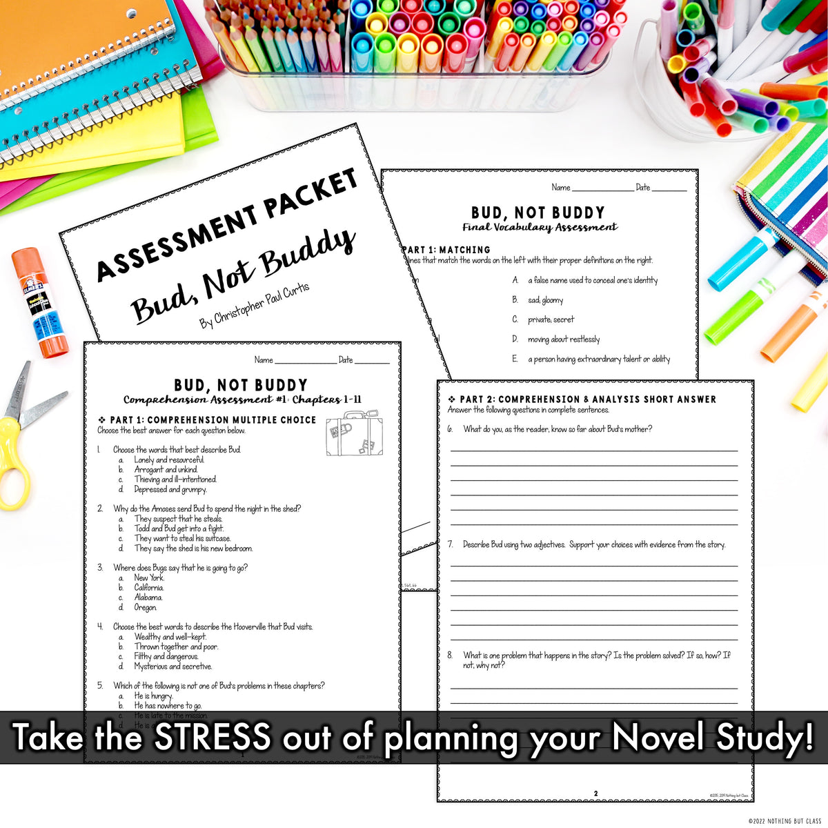 Bud, Not Buddy - Tests | Quizzes | Assessments – Nothing but Class