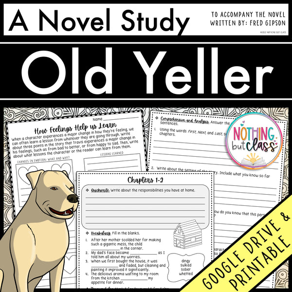Old Yeller Novel Study Unit