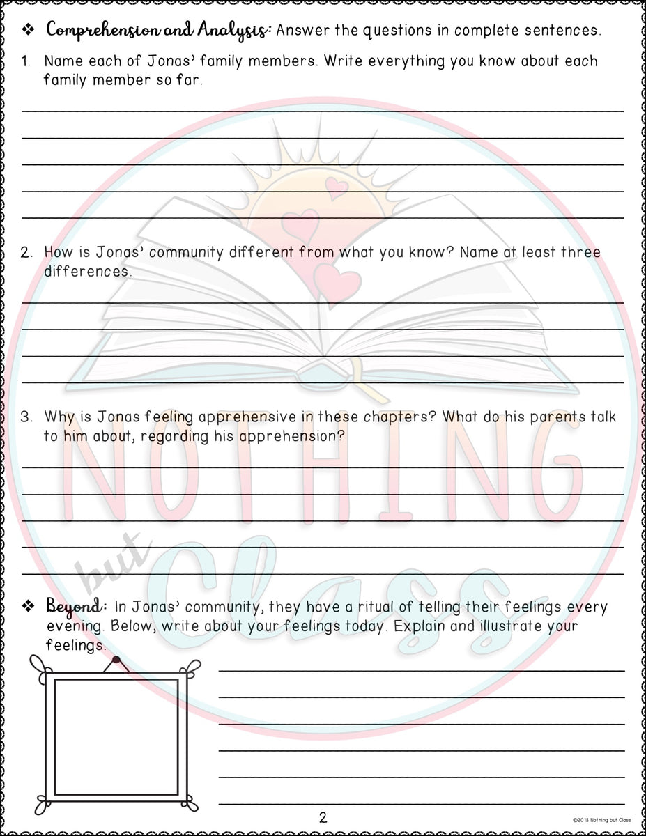 The Giver Novel Study Unit – Nothing but Class