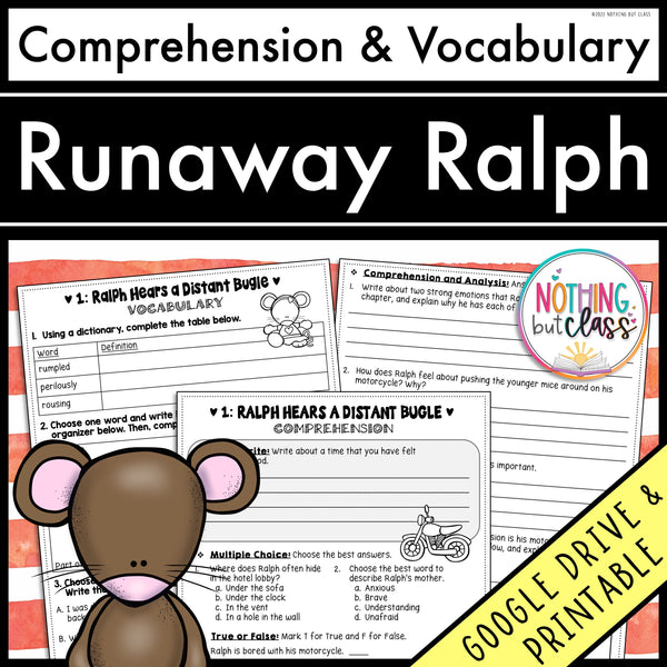 Runaway Ralph | Comprehension and Vocabulary by chapter