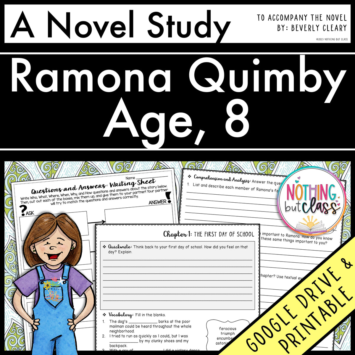 Ramona Quimby, Age 8 Novel Study Unit – Nothing but Class