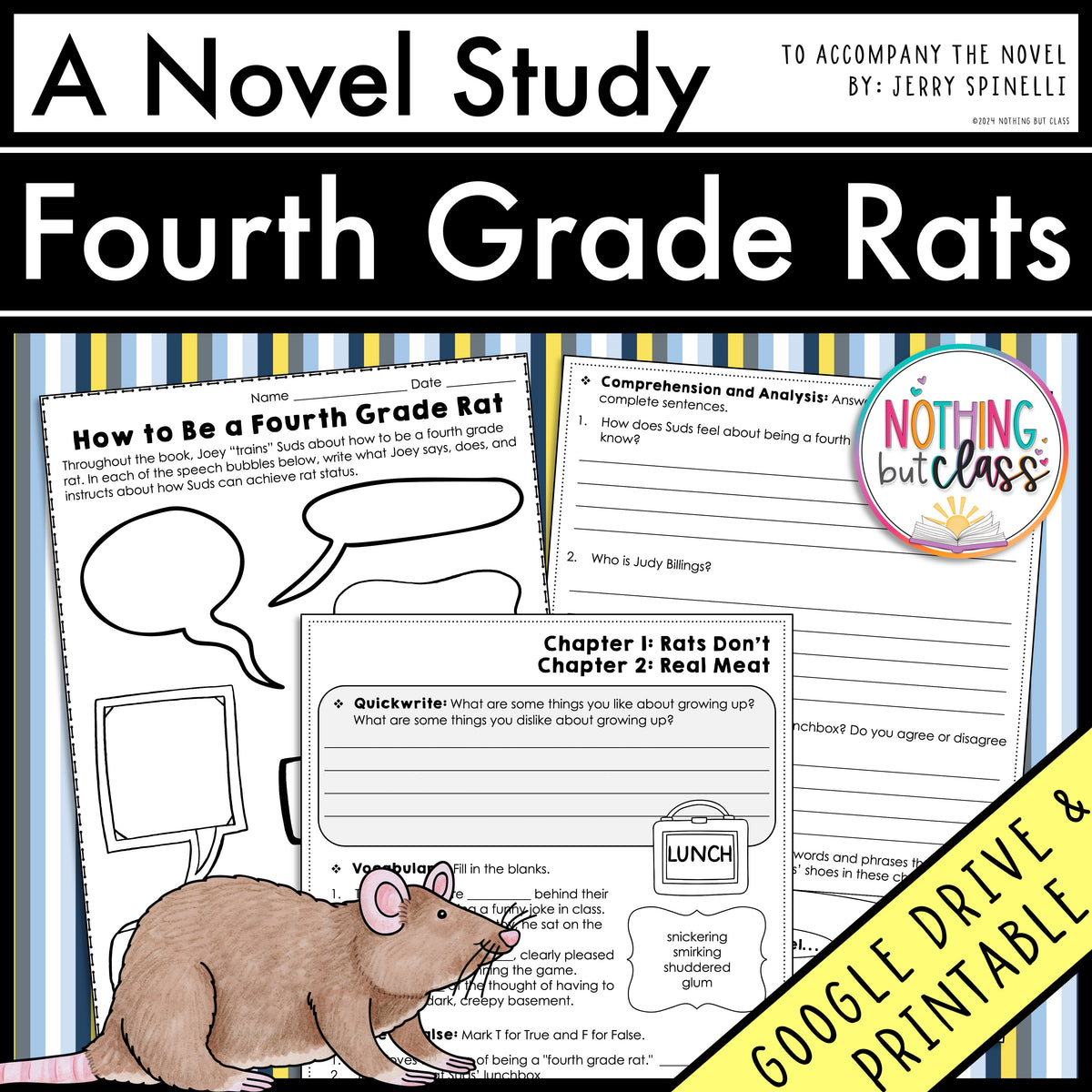 Fourth Grade Rats Novel Study Unit – Nothing but Class