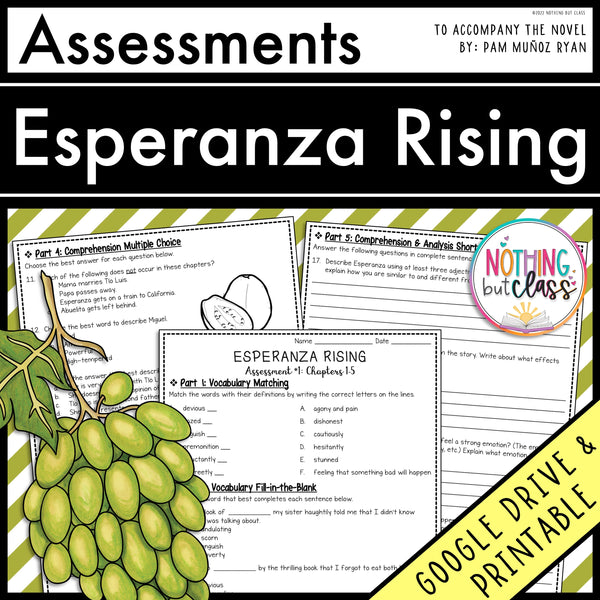 Esperanza Rising - Tests | Quizzes | Assessments