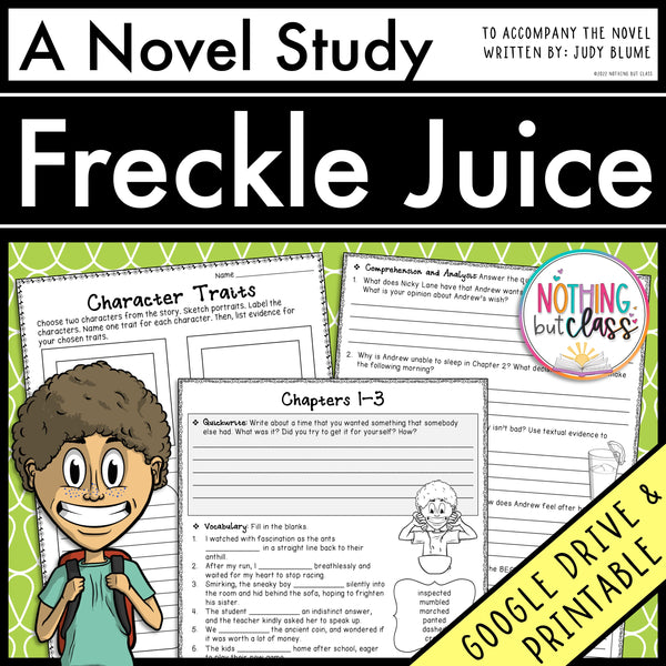 Freckle Juice Novel Study Unit
