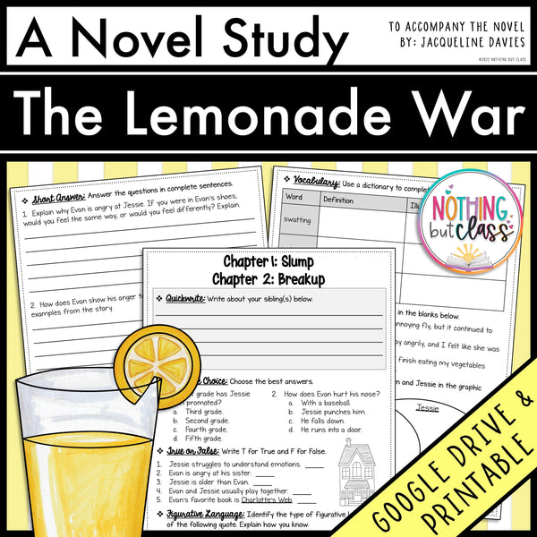 The Lemonade War Novel Study Unit