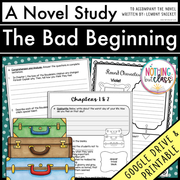 The Bad Beginning Novel Study Unit