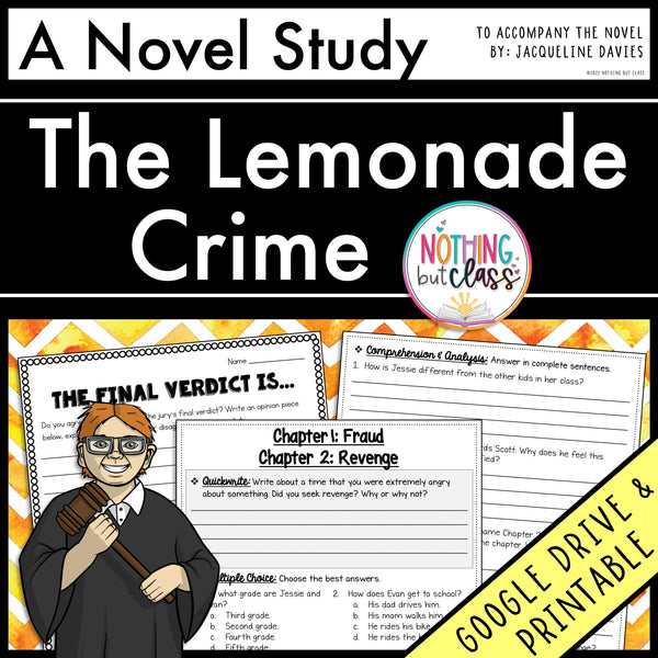 The Lemonade Crime Novel Study Unit