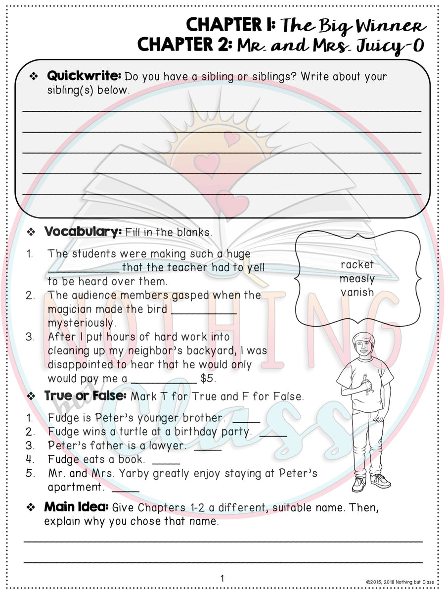 Tales of a Fourth Grade Nothing Novel Study Unit – Nothing but Class