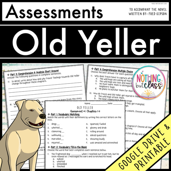 Old Yeller - Tests | Quizzes | Assessments