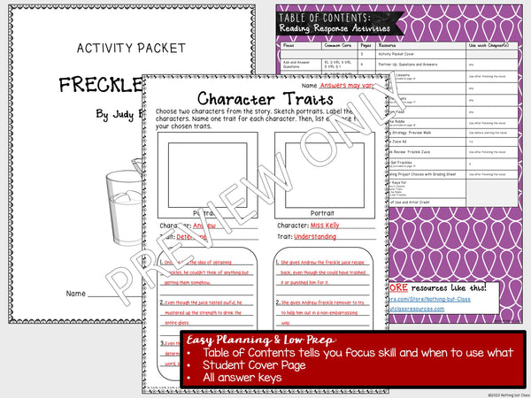 Freckle Homework Freckle Juice | Activities and Projects – Nothing but Class