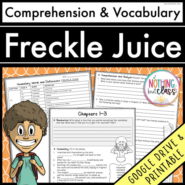 Freckle Juice | Comprehension and Vocabulary